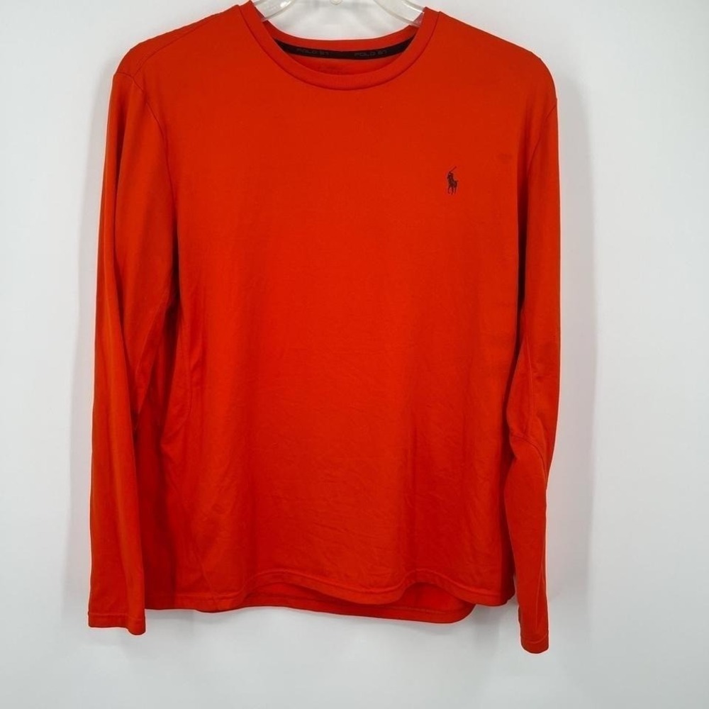 Polo Ralph Lauren Performance Mens Orange Long Sleeve Shirt Pony Logo Large